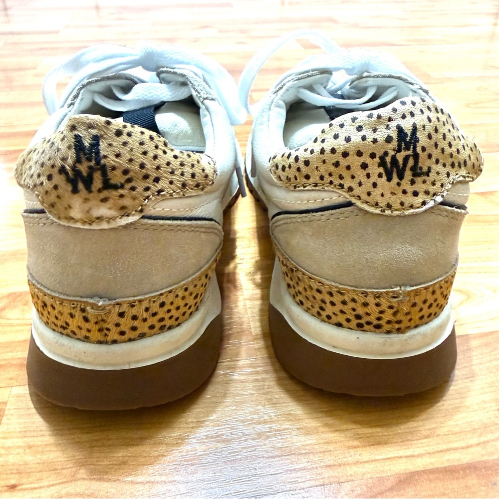 MWL Madewell Kickoff Trainer Leather Suede Cream & Tan Sneakers Clean Sanitized - Picture 3 of 10